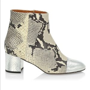 Paris Texas Snakeskin-Embossed & Metallic Leather Ankle Boots, NWT, never worn